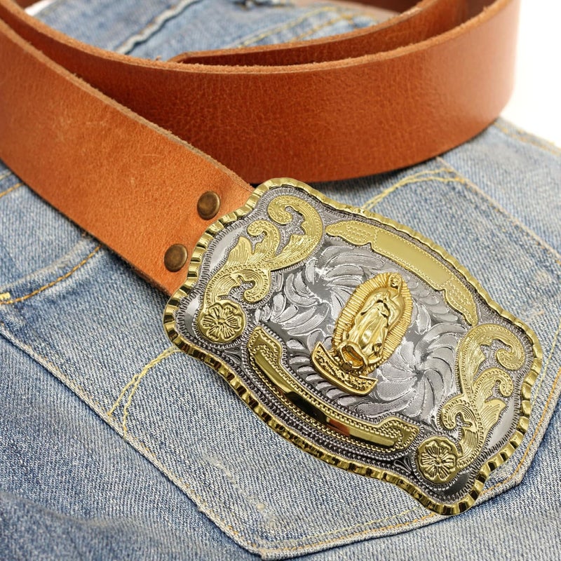 WMG Western St Jude Belt Buckle Gold Silver Saint Jude San Judas Cowboy Buckle Hebilla Vaquero Rodeo - Image 2